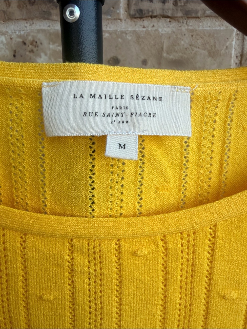Sezane Bright Yellow Textured Knit Crewneck Sweater size M - Picture 3 of 8